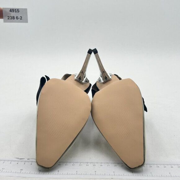 Black Pointed Toe High Heels Ankle Strap Bow Clear Pumps D'Orsay Shoe Dress Wear - Picture 6 of 6